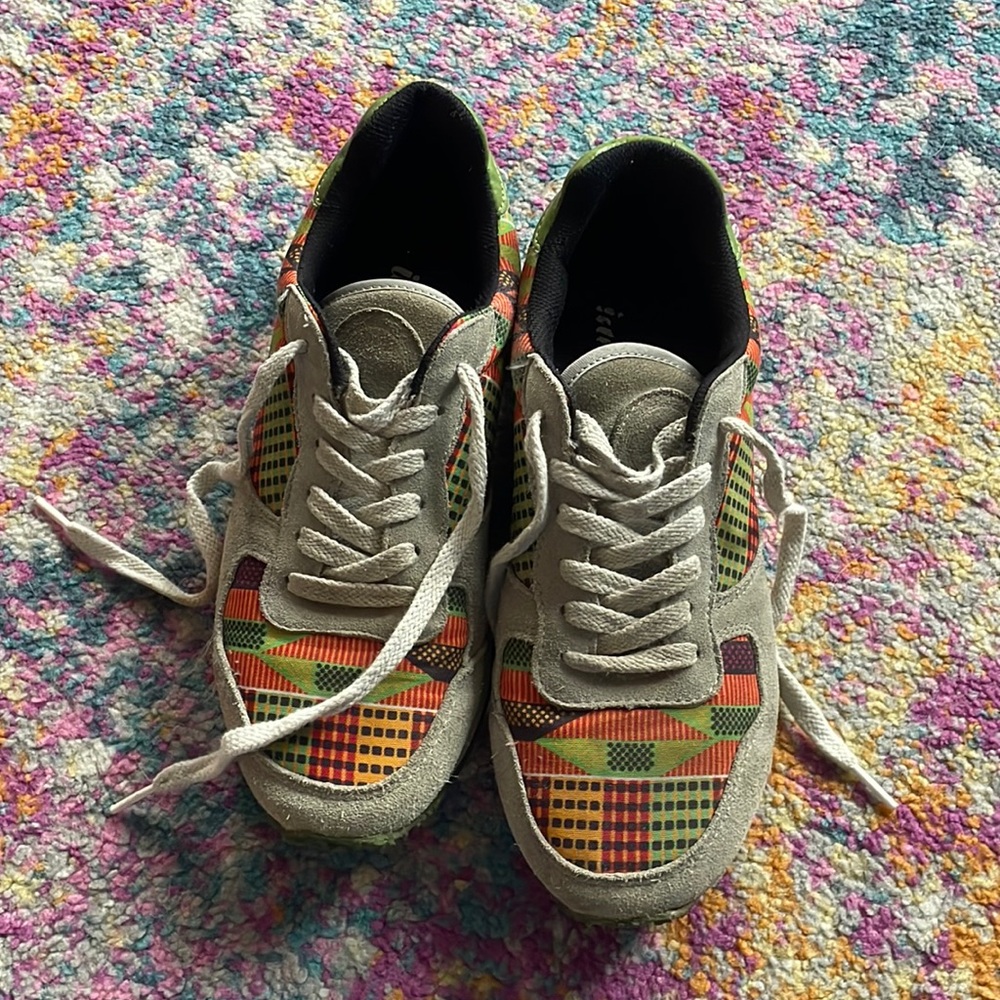 Inkkas grey, green and orange inset sneakers size 8